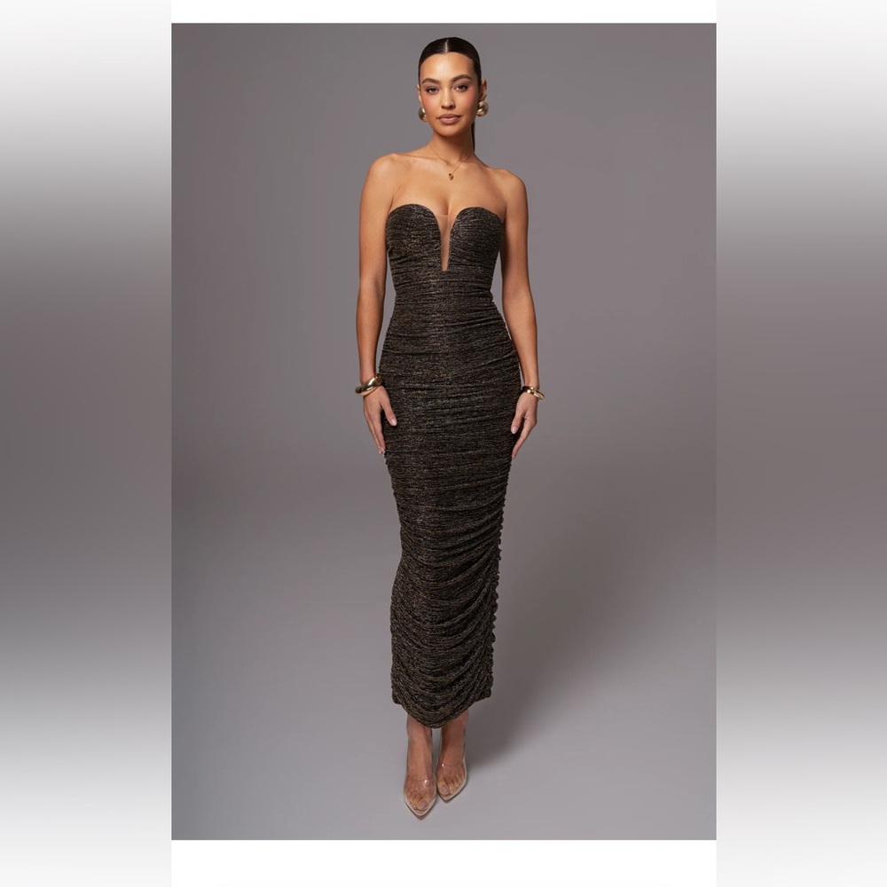 JLUXLABEL black/gold metallic mesh maxi dress